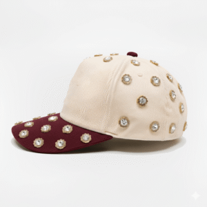 Sunflower Rhinestones | Cream/Maroon Cap