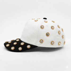 Sunflower Rhinestones | White/Blk Cap