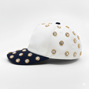 Sunflower Rhinestones | White/Navy Blue Cap